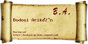Bodosi Arikán névjegykártya